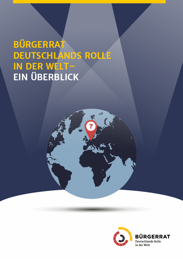 Das Deckblatt von der Politikbroschüre: Deutschlands Rolle in der Welt, ist zu sehen.